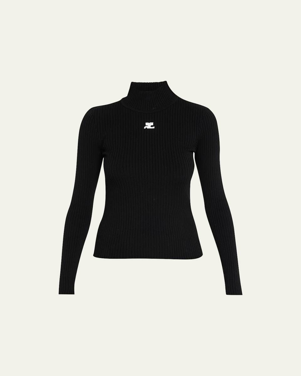 Turtleneck Long-Sleeve Rib Sweater